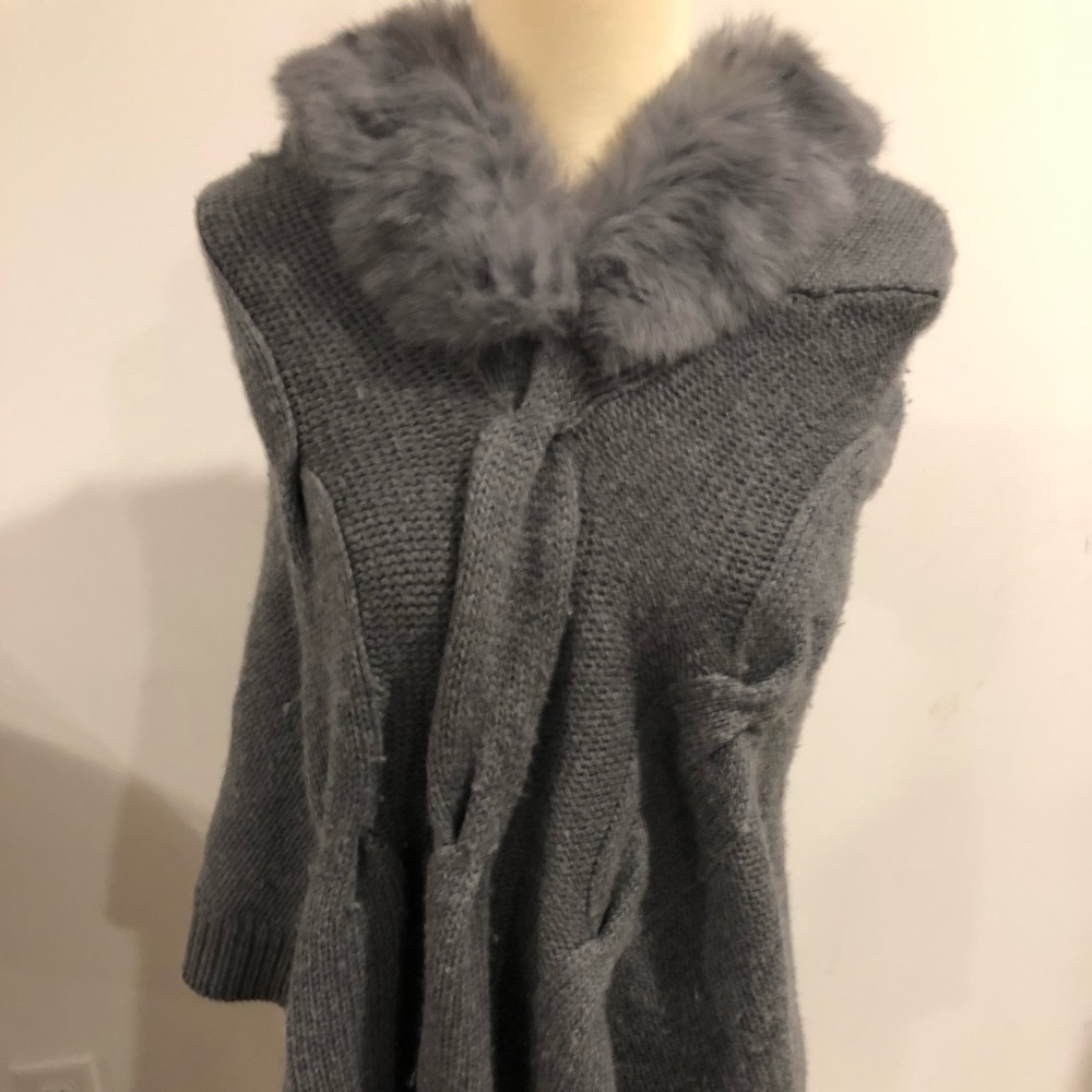 Poncho with fur hood